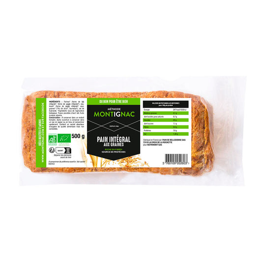 Pain longue conservation  intégral montignac bio tranché aux graines de lin et tournesol - 1